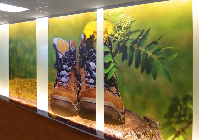 Objekt Leuchtwand Wanderschuh