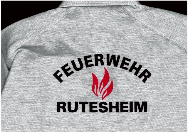 Veredelung mit Flockfolie auf Poloshirt - Feuerwehr
