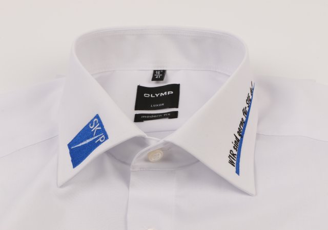 Veredelung mit Stickerei Hemdkragen