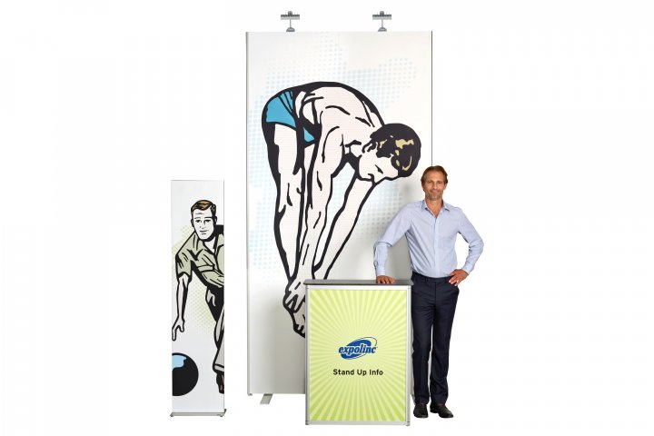 Expolinc Beispielstand Kombination 2x3 mit Flat Side, Stand Up, Flat Base