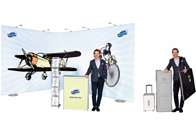 Brochure Stand Double, Fabric System, Stand Up Info