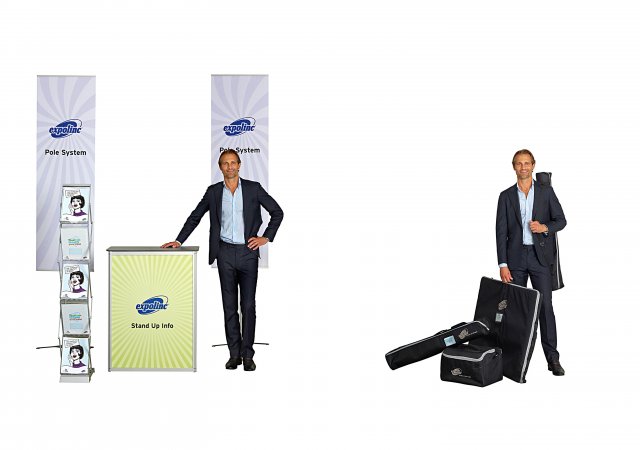 Brochure Stand Double, Pole System, Stand Up Info