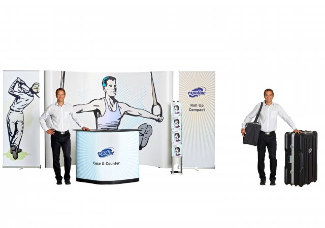 Brochure Stand Single, Pop Up 4x3, Case & Counter, Roll Up Compact